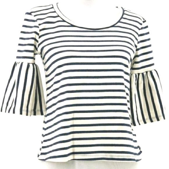Anthropologie W5 Striped Nautical Top Bell Sleeves Size Small - Picture 2 of 8